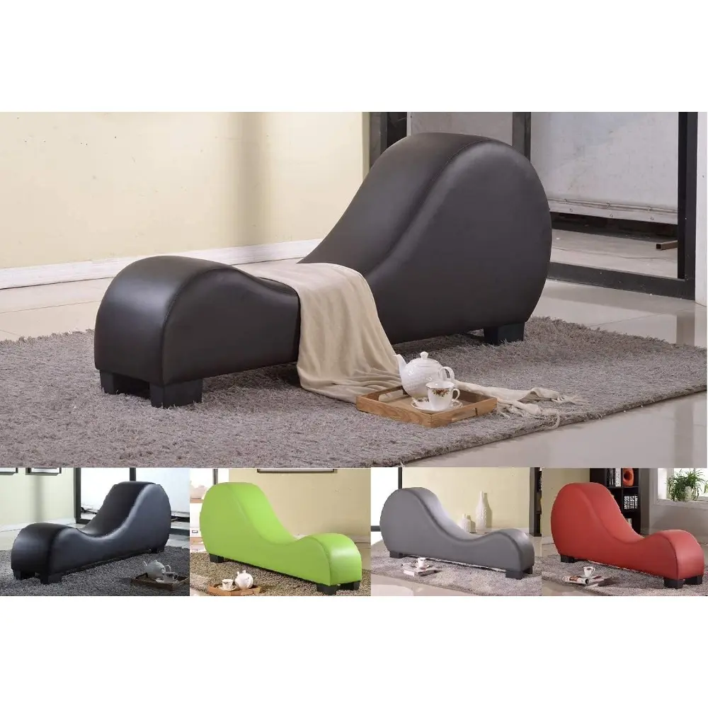 yoga chaise lounge collection for stretching & relaxation modern faux leather curved sofa, living room bedroom accent piece, re