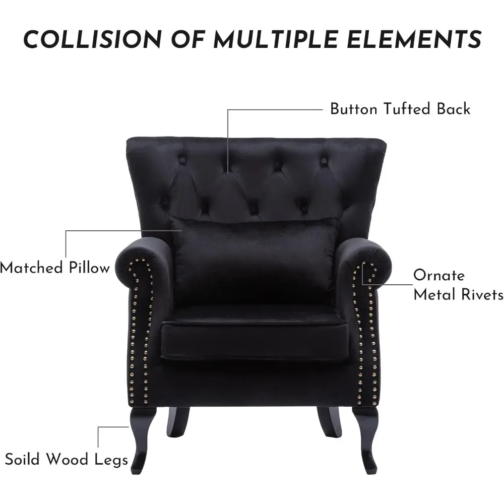 accent reading arm chairs set of 2 for living room bedroom, midcentury modern comfy corner sofa chair, wingback waiting room clu