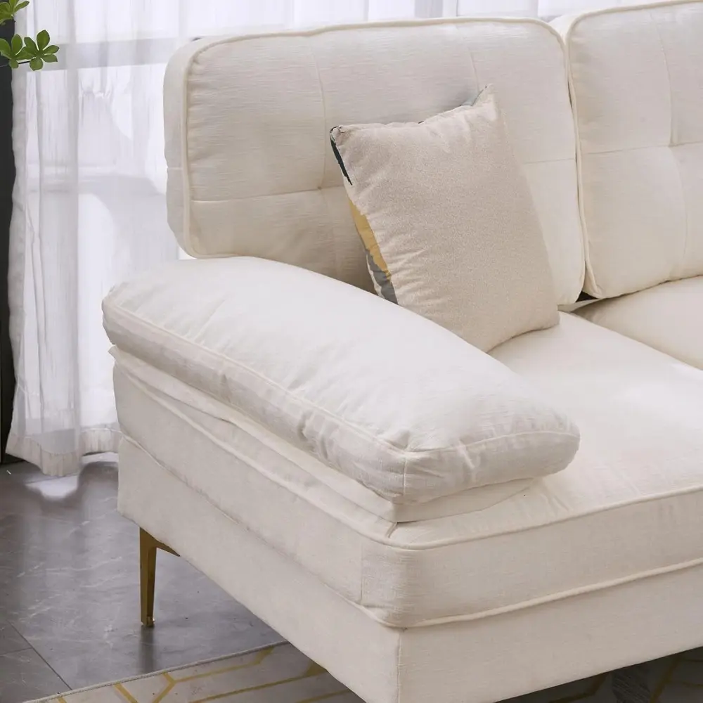 sectional sofa 83" l-shape sofa couch 3-seat couch with chaise chenillefabric upholstered for living room, apartment, office, c