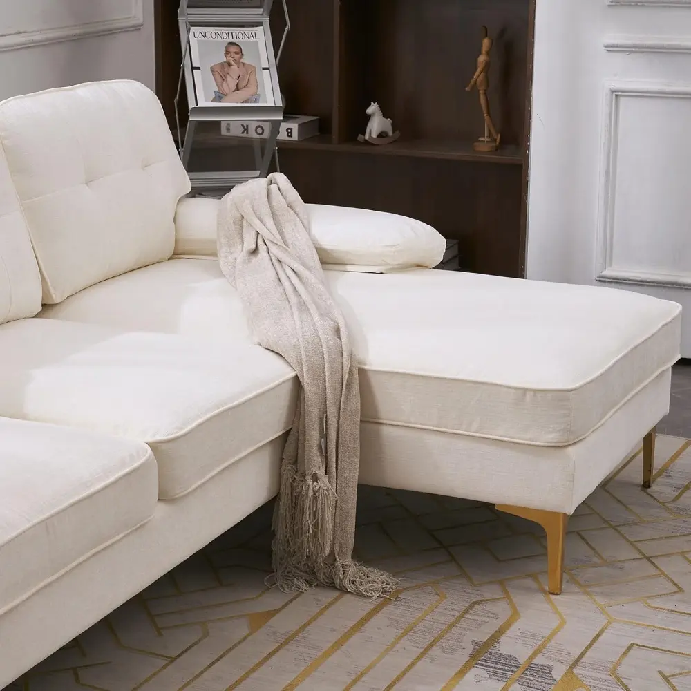 sectional sofa 83" l-shape sofa couch 3-seat couch with chaise chenillefabric upholstered for living room, apartment, office, c