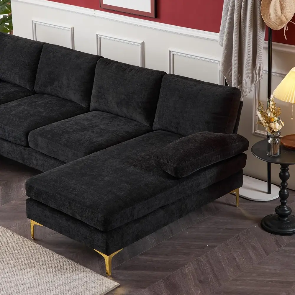 convertible sectional sofa 110" u-shape sofa couch 4-seat couch with chaise chenillefabric upholstered for living room, apartme