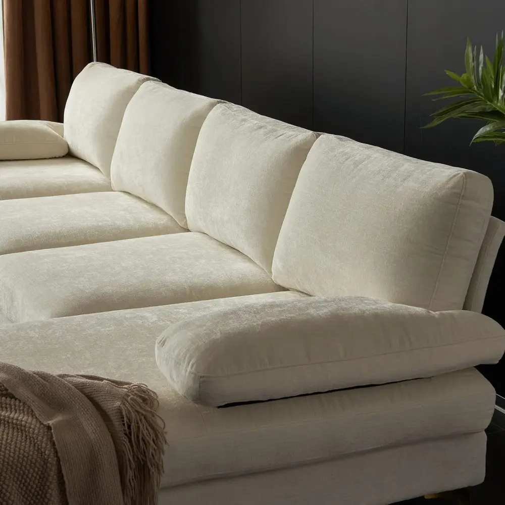 convertible sectional sofa 110" u-shape sofa couch 4-seat couch with chaise chenillefabric upholstered for living room, apartme