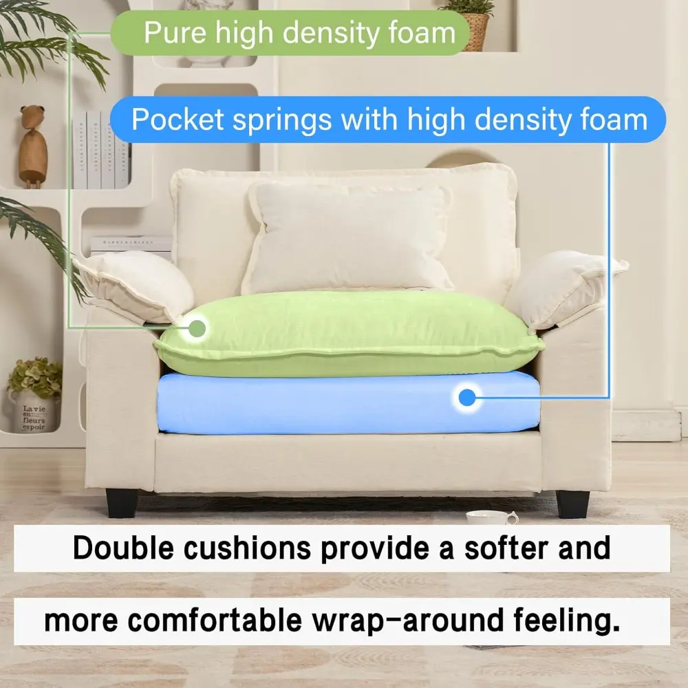 modular sectional sofa, comfy cloud couch sectional sofa, chenille sofa sleeper deep seat sofa with throw pillows for living roo