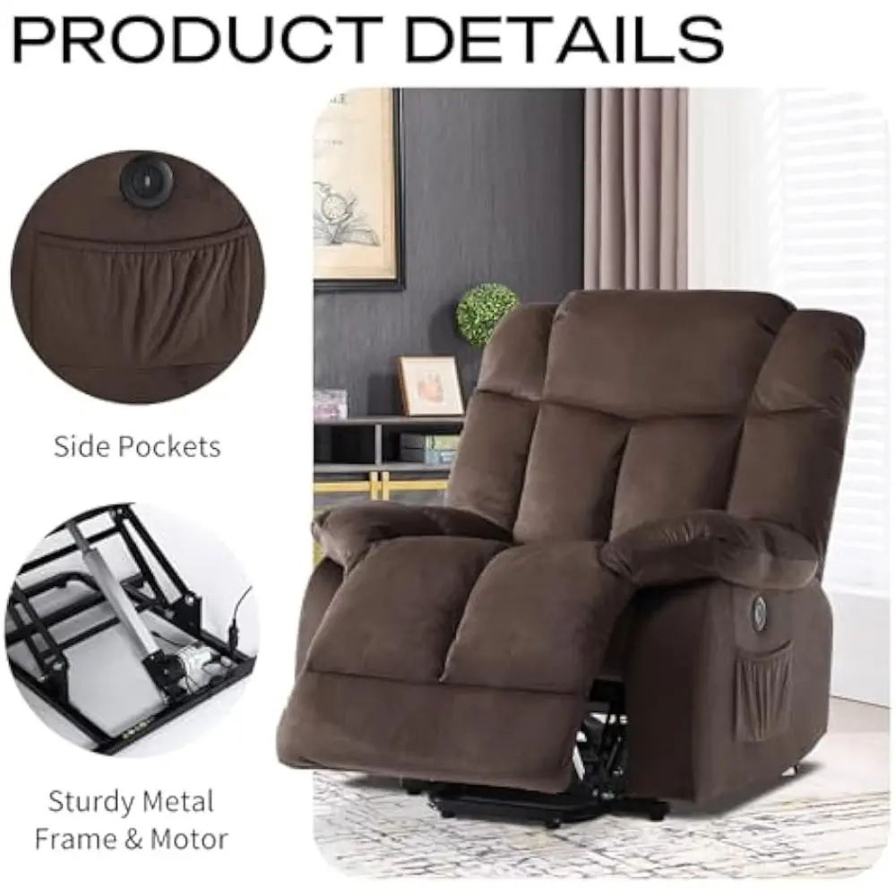 power lift electric recliner chair for elderly- heavy duty and safety motion reclining mechanism-antiskid fabric sofa for livin