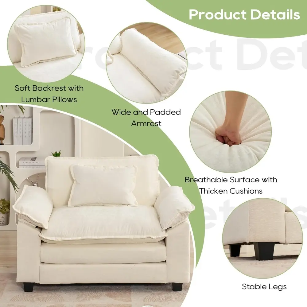 modular sectional sofa, comfy cloud couch sectional sofa, chenille sofa sleeper deep seat sofa with throw pillows for living roo
