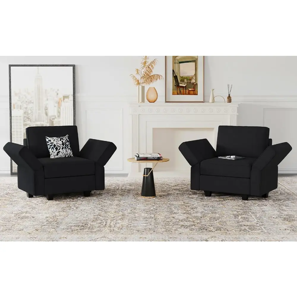 modular sectional arm accent chair with storage seat velvet armchair single sofa club chair black
