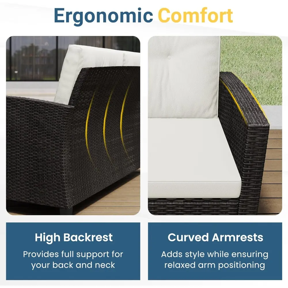 patio conversation sets, outdoor wicker furniture set, 4 pieces all weather contemporary grey rattan sofa with coffee table and