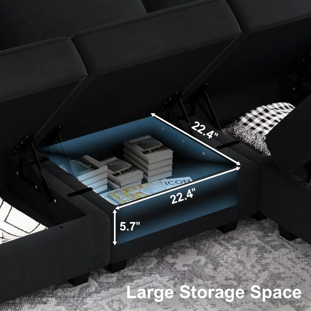 modular sectional arm accent chair with storage seat velvet armchair single sofa club chair black