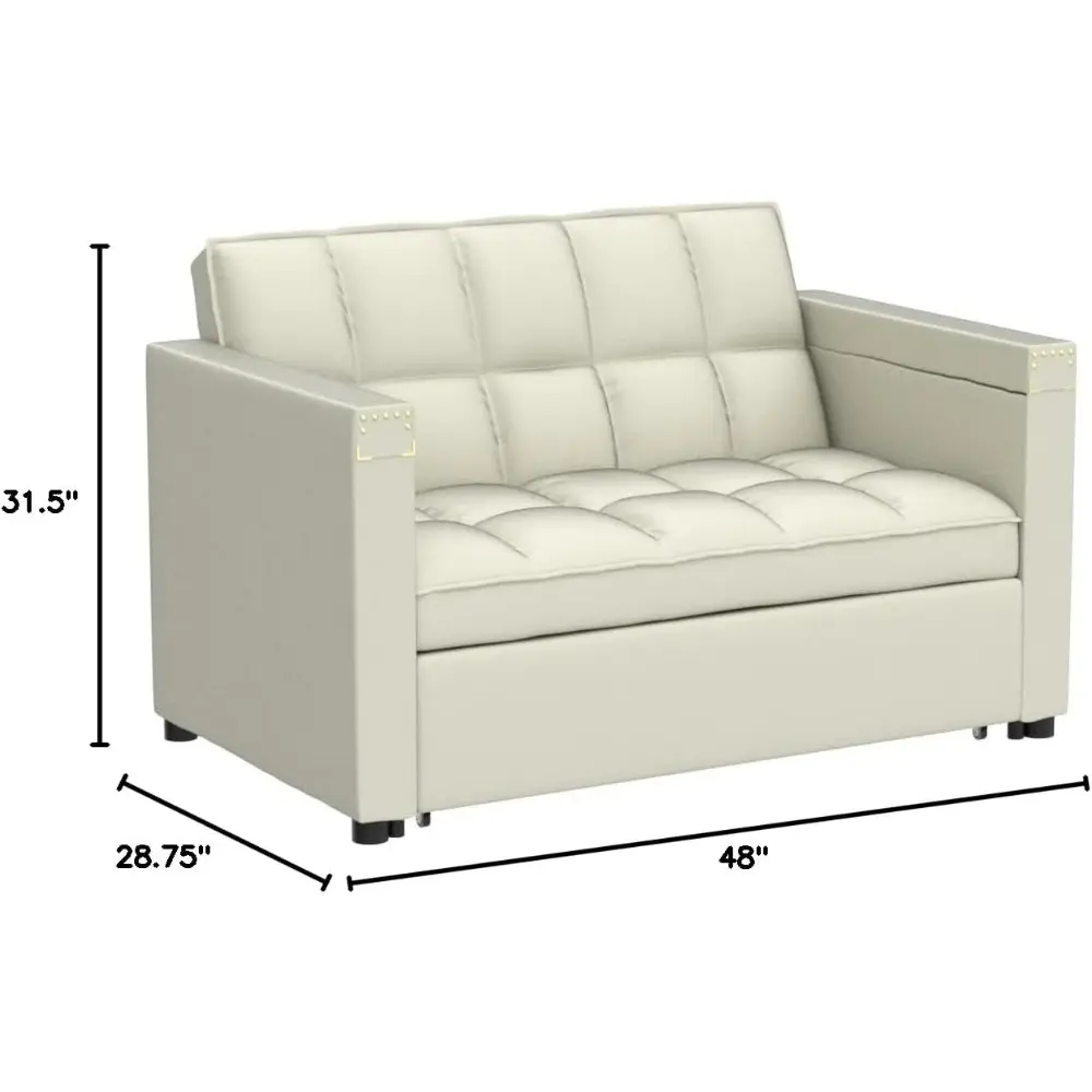 convertible sofa bed,3-in-1 multi-functional velvet sleeper couch pull-out 48'' loveseat bed chaise lounge with adjustable back