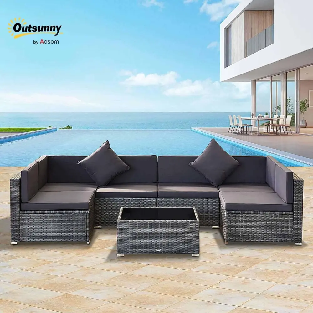 7-piece patio furniture sets outdoor wicker conversation sets all weather pe rattan sectional sofa set with cushions & tempered