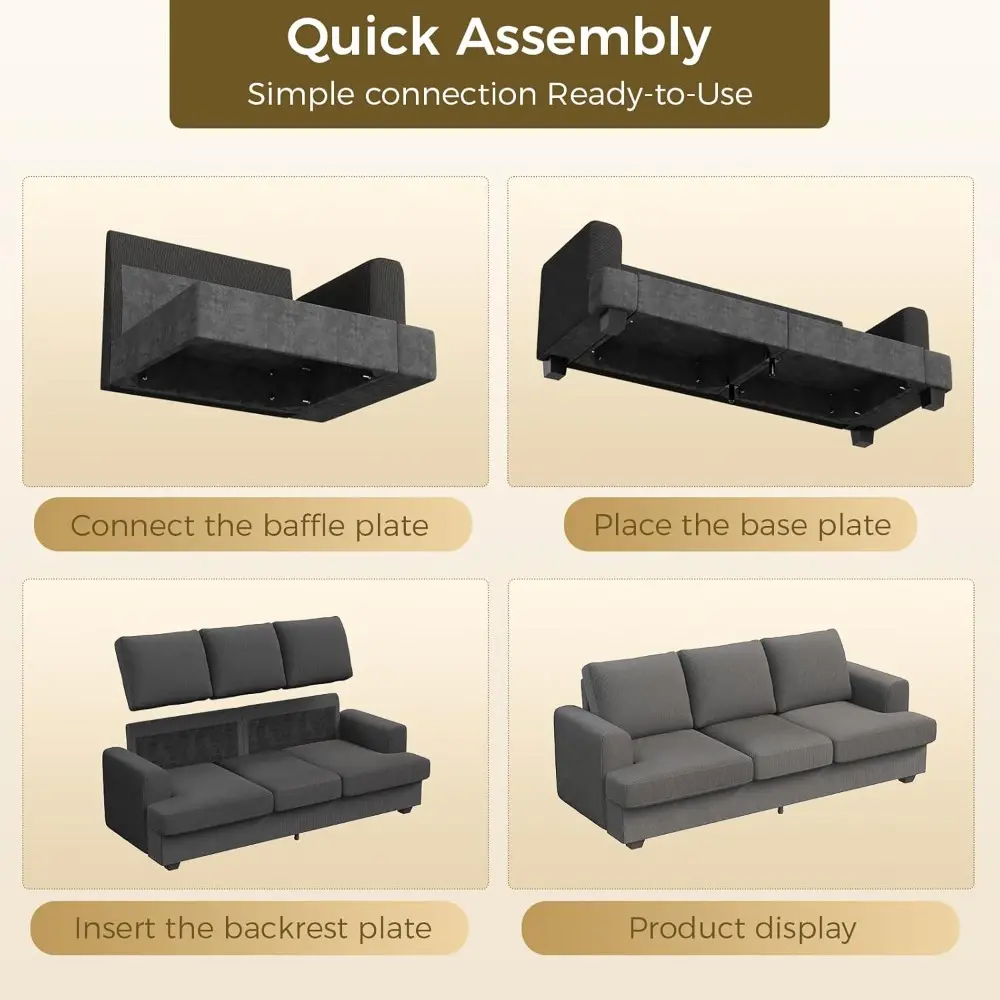 89 inches loveseat sofa, comfy cloud couch with deep seats, 3 seater couches for living room, bouclé fabric, wood frame, easy a