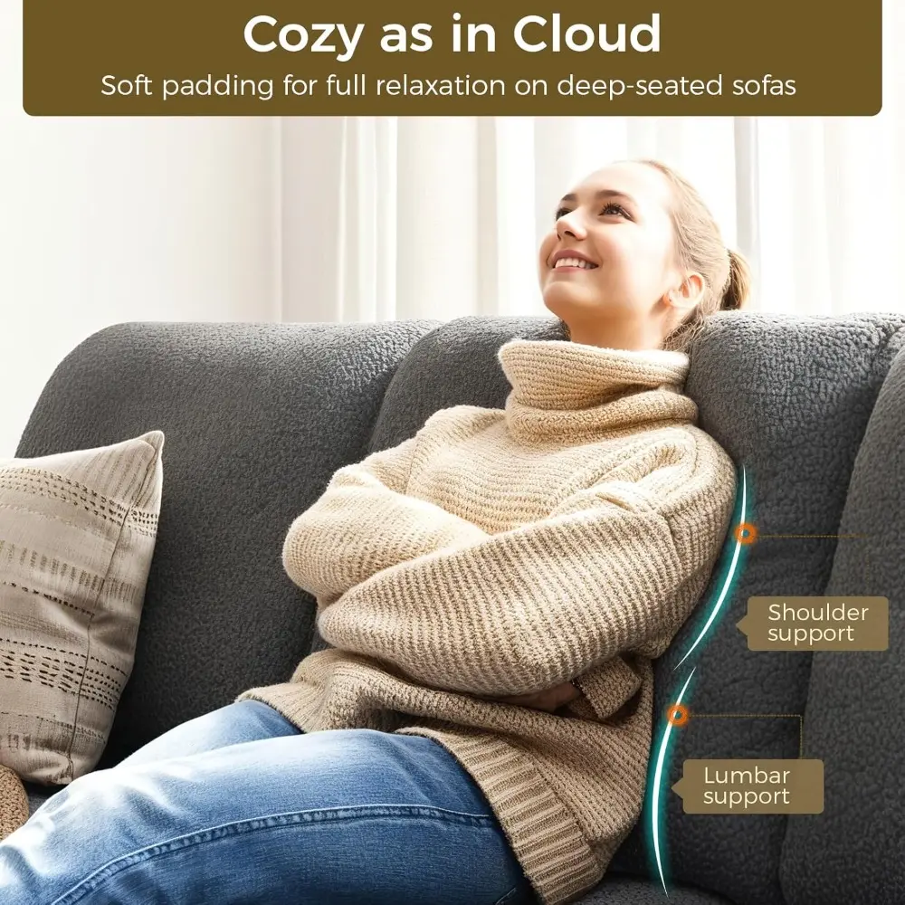 89 inches loveseat sofa, comfy cloud couch with deep seats, 3 seater couches for living room, bouclé fabric, wood frame, easy a