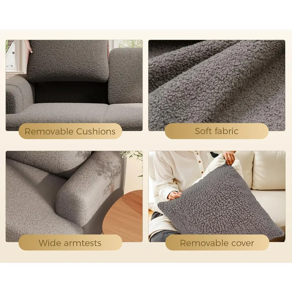 89 inches loveseat sofa, comfy cloud couch with deep seats, 3 seater couches for living room, bouclé fabric, wood frame, easy a