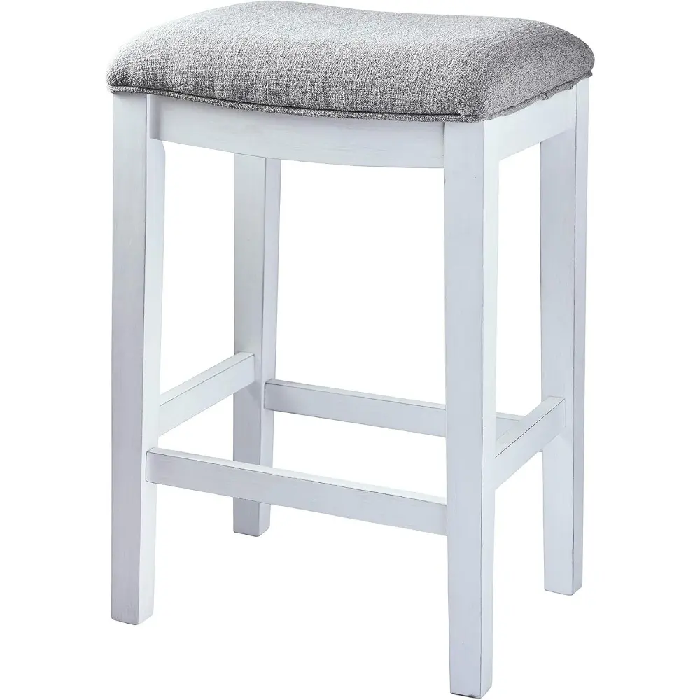 newridge home goods brevard 36" h pub-height sofa table with two nested stools, white/gray