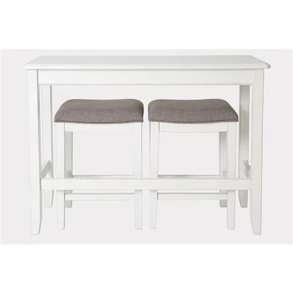 newridge home goods brevard 36" h pub-height sofa table with two nested stools, white/gray