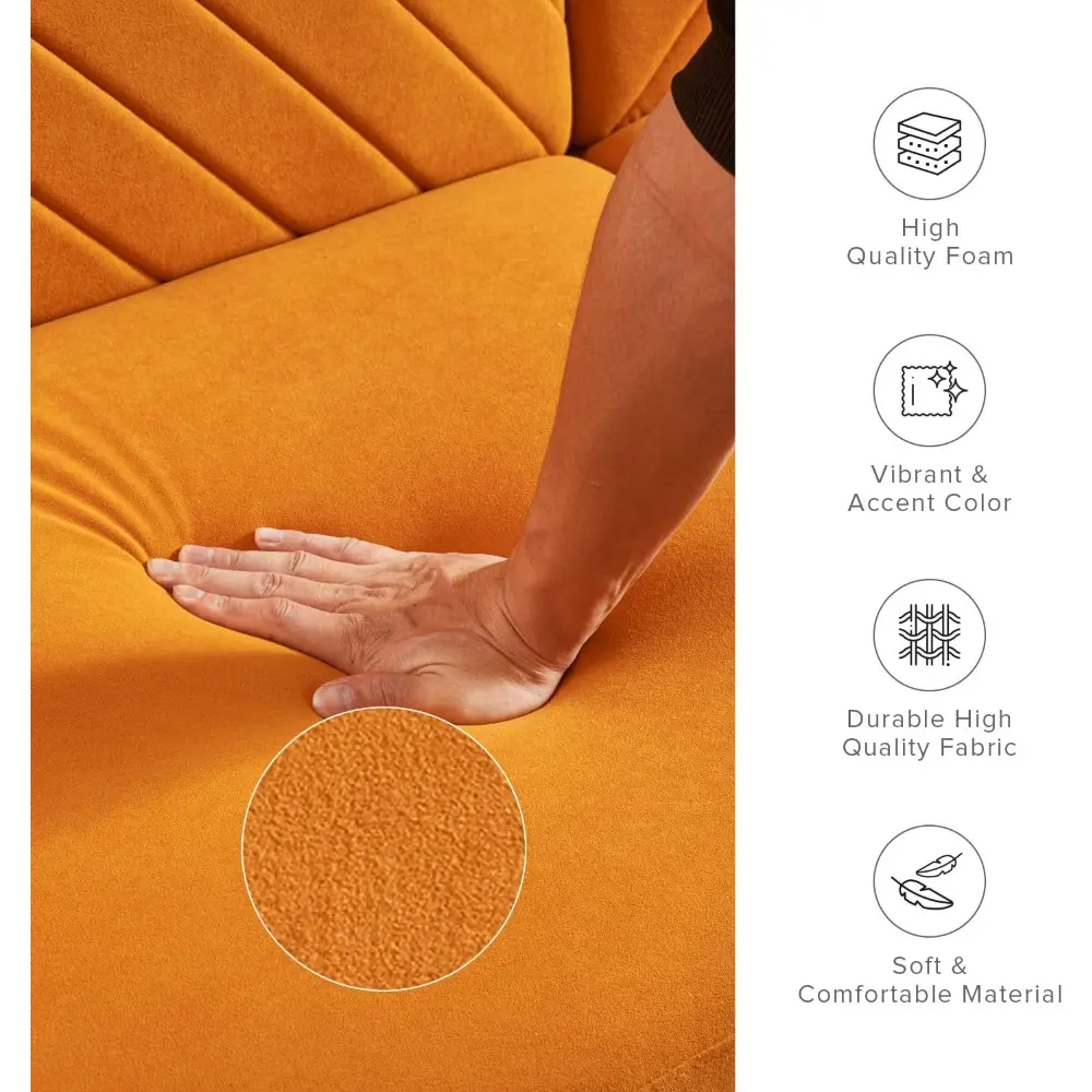 76.8" futon sofa bed, small couch, sleeper, loveseat, mid century modern futon couch, sofa cama, couches for living room (apric
