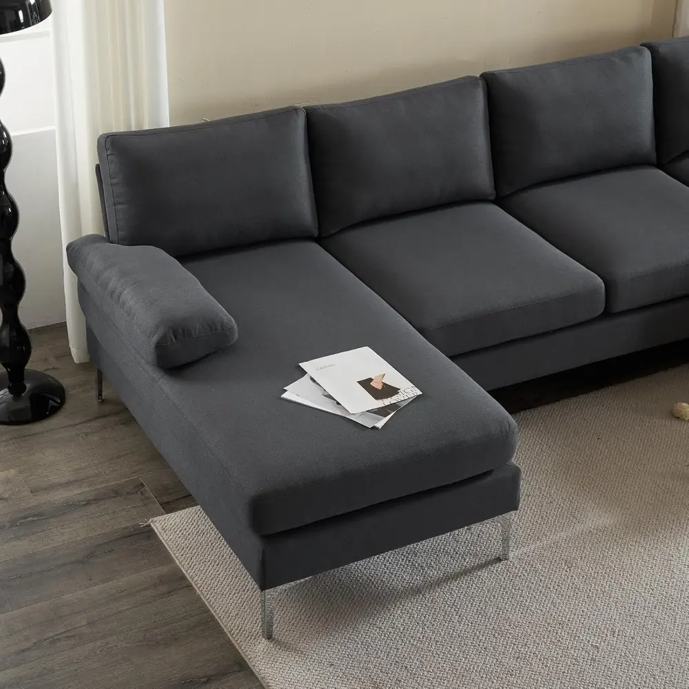 convertible sectional sofa 110" u-shape sofa couch 4-seat couch with chaise fabric upholstered for living room, apartment, offi