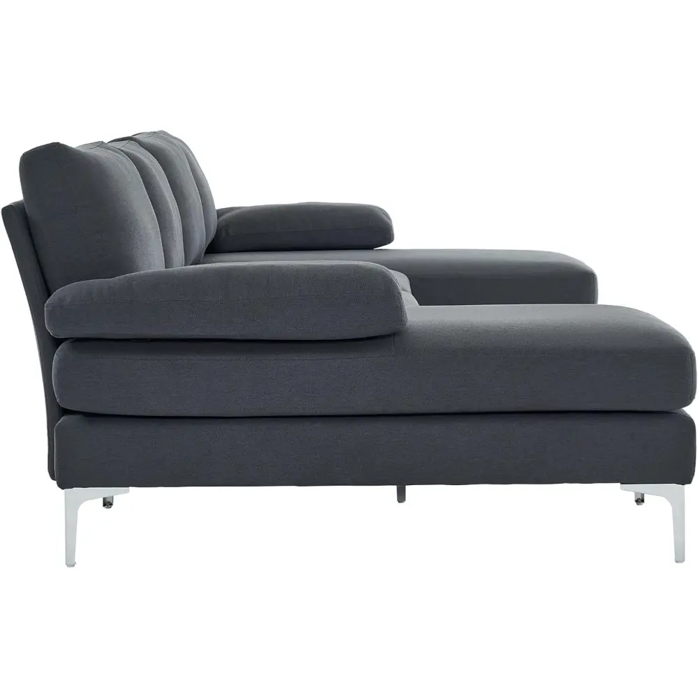 convertible sectional sofa 110" u-shape sofa couch 4-seat couch with chaise fabric upholstered for living room, apartment, offi