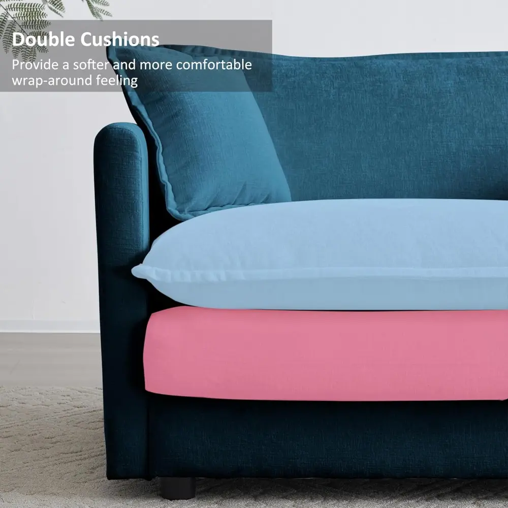 deep seat sectional sofa cloud couch with ottoman, 76.7" modern chenille comfy upholstered modular sofa l shaped couch for livi