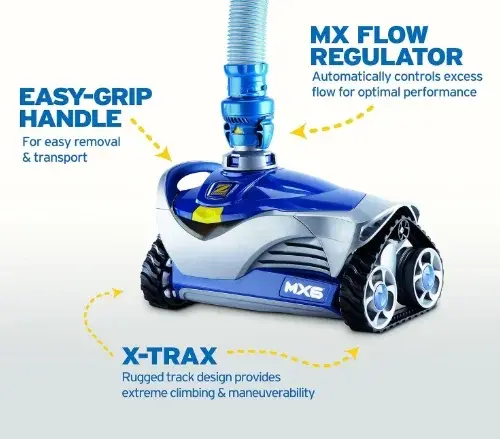 MX6 Automatic In Ground Pool Cleaner, Safe for Surfaces Including Concrete, Vinyl, Fiberglass and Tile