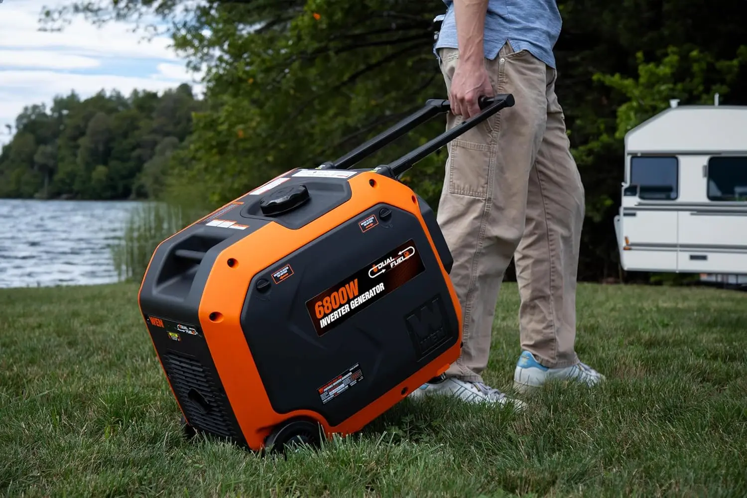 Quiet 6800-Watt Dual Fuel RV-Ready Electric Start Portable Inverter Generator with Fuel Shut Off and CO Watchdog (DF680iX)