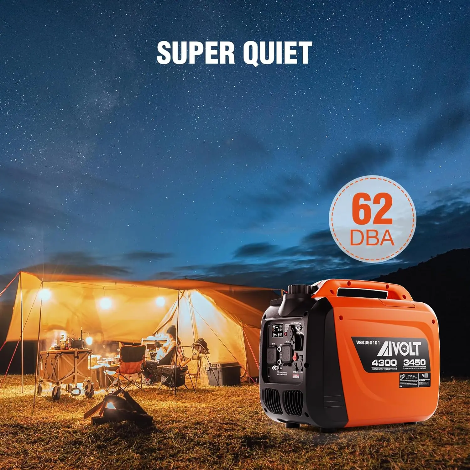 Inverter Generator 4300W Gas Powered Portable Super Quiet Outdoor Generator RV Ready for Camping Tools and Home Use