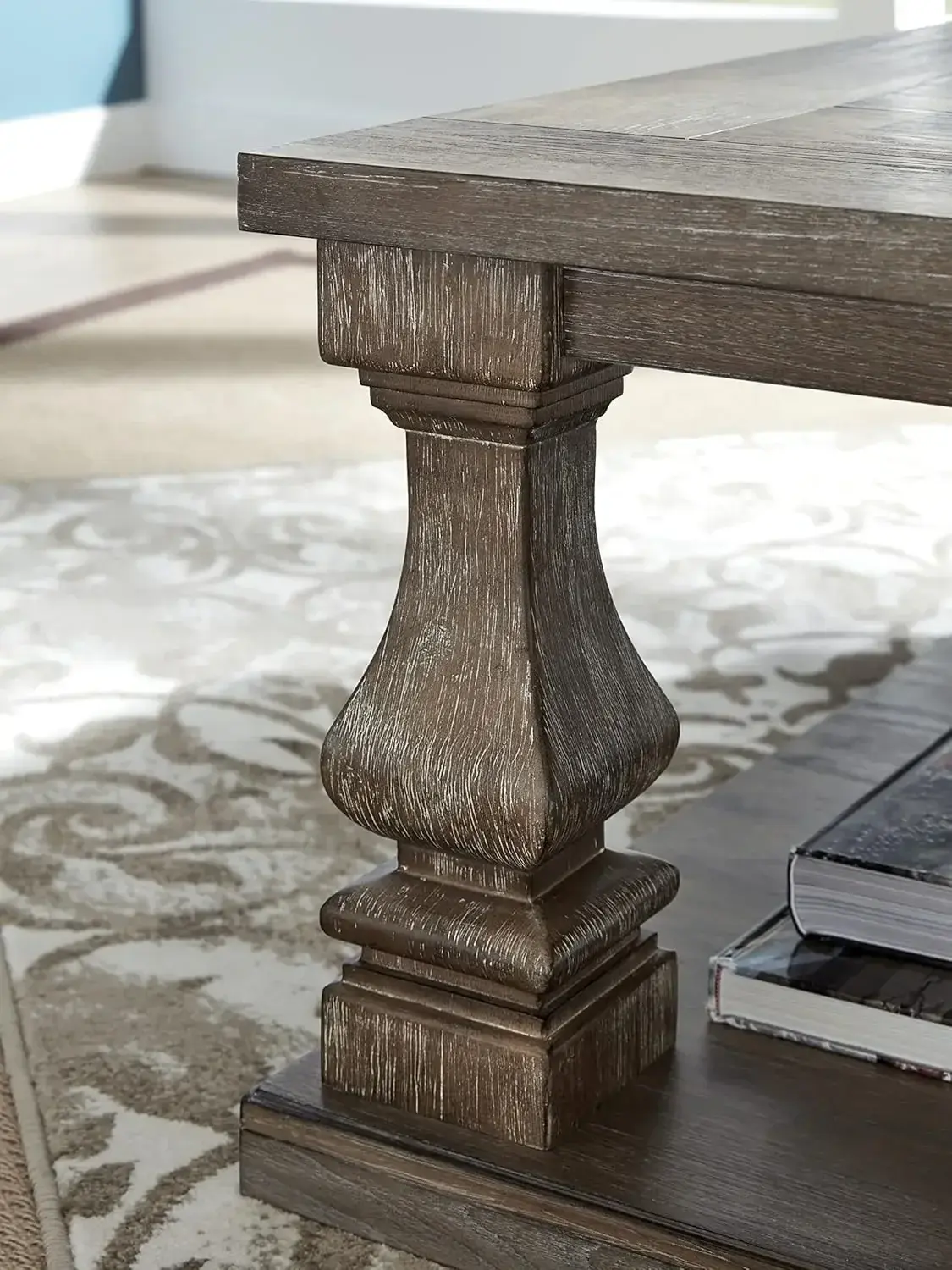Johnelle Farmhouse Coffee Table with Weathered Gray Finish, Gray