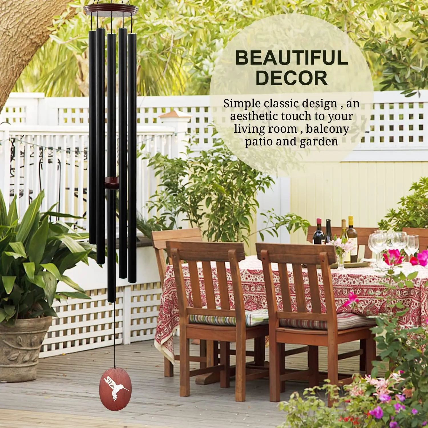 60" Wind Chimes Outdoor, WindChimes Large Wind Chimes for Outside Deep Tone with 5 Tuned Tubes and S Hook