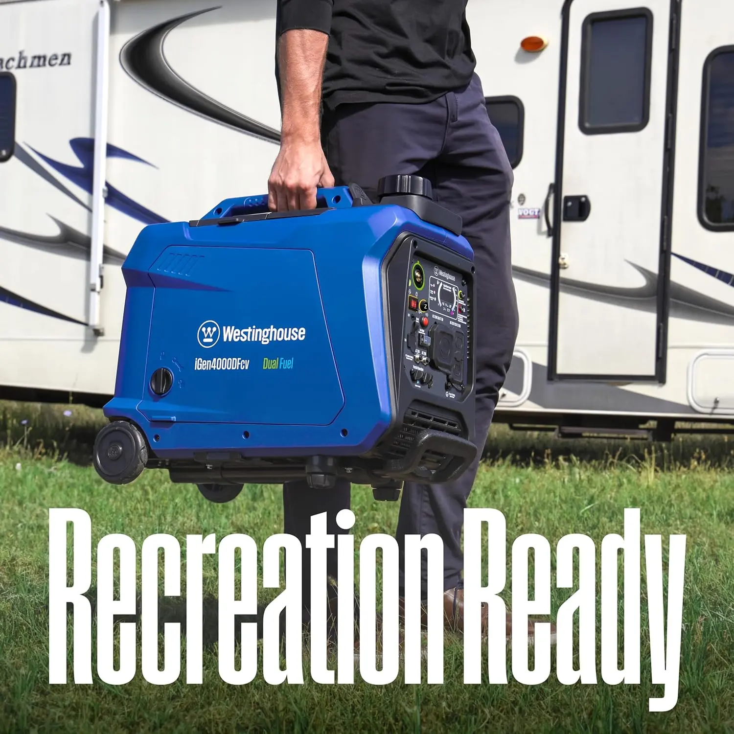 4000 Peak Watt Super Quiet Dual Fuel Portable Inverter Generator, Wheel & Handle Kit, Gas & Propane Powered, RV Ready, CO Sensor