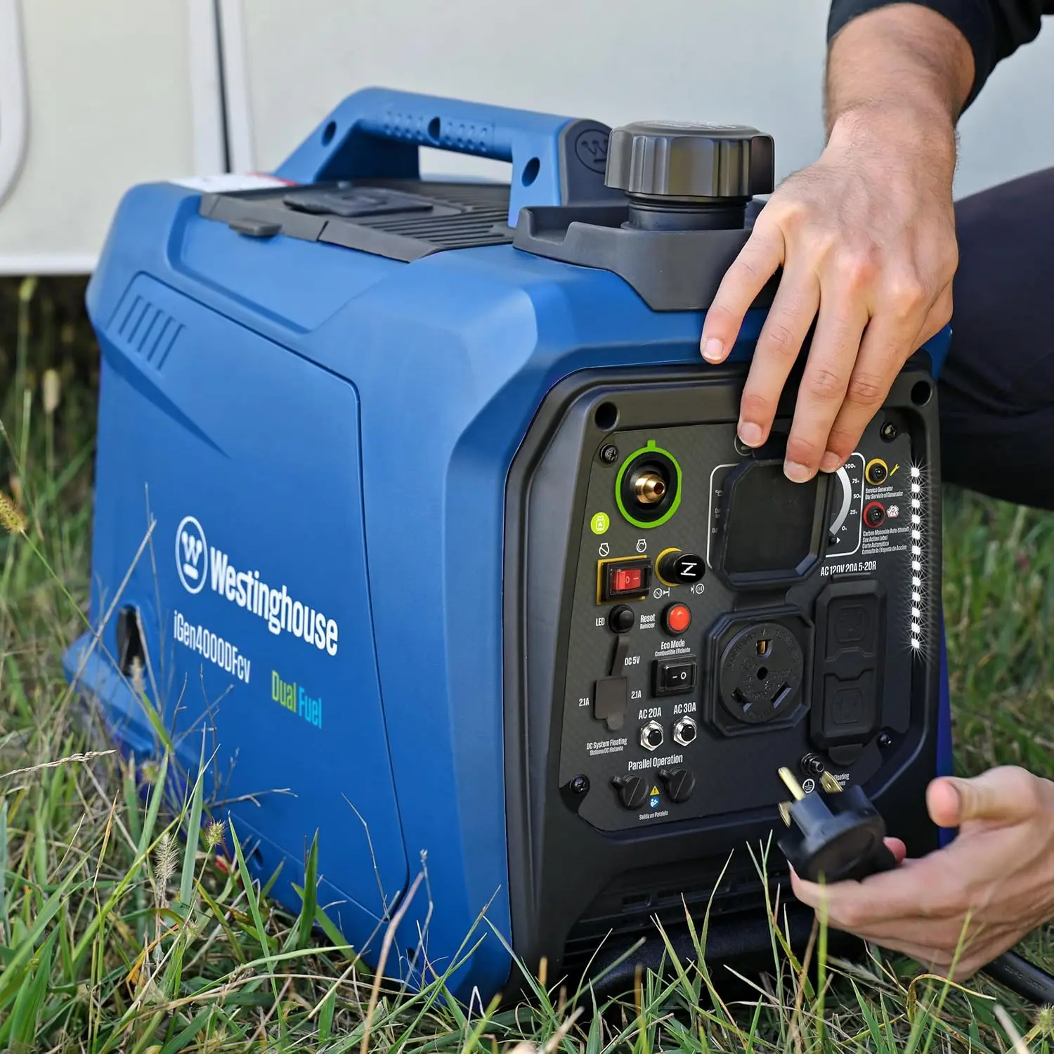 4000 Peak Watt Super Quiet Dual Fuel Portable Inverter Generator, Wheel & Handle Kit, Gas & Propane Powered, RV Ready, CO Sensor