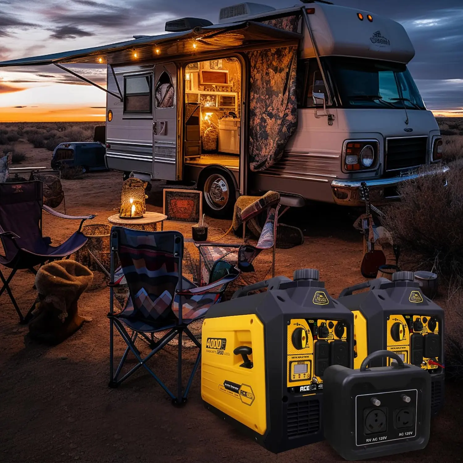 4000 Watt Portable Inverter Generator, Gas Powered Generator Quiet for Home, RV-Ready, EPA Compliant