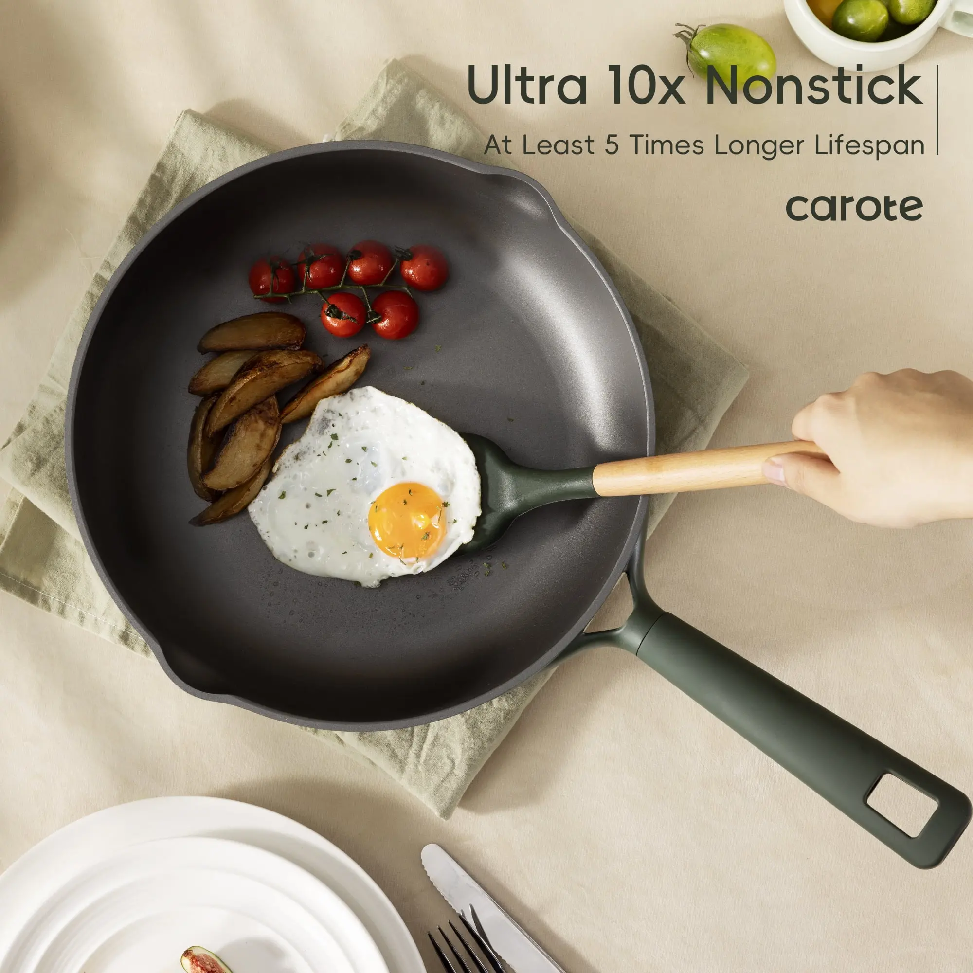19 Pcs Nonstick Cookware Sets, Non Stick Pots and Pans Set, Induction Cookware, Dark Green