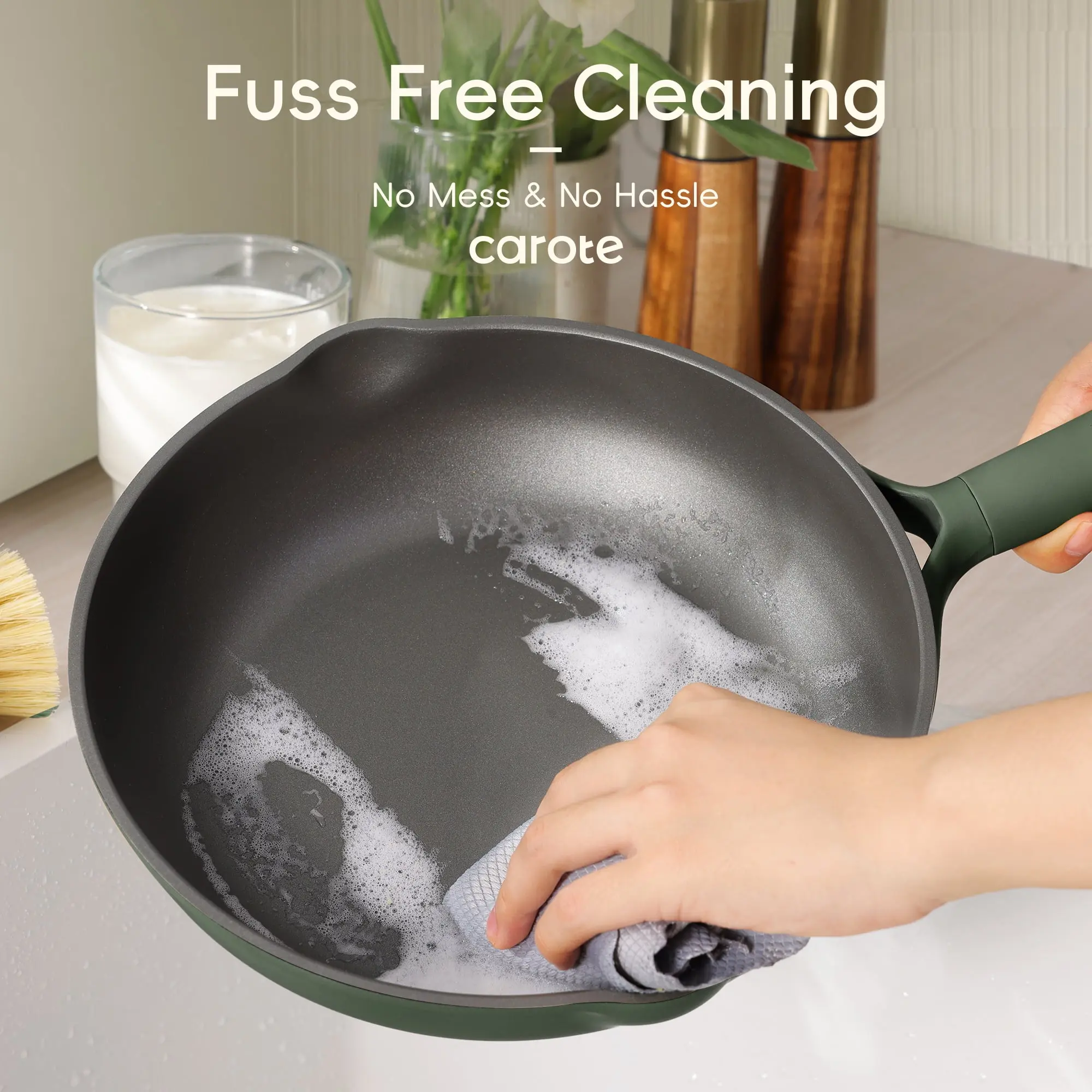19 Pcs Nonstick Cookware Sets, Non Stick Pots and Pans Set, Induction Cookware, Dark Green