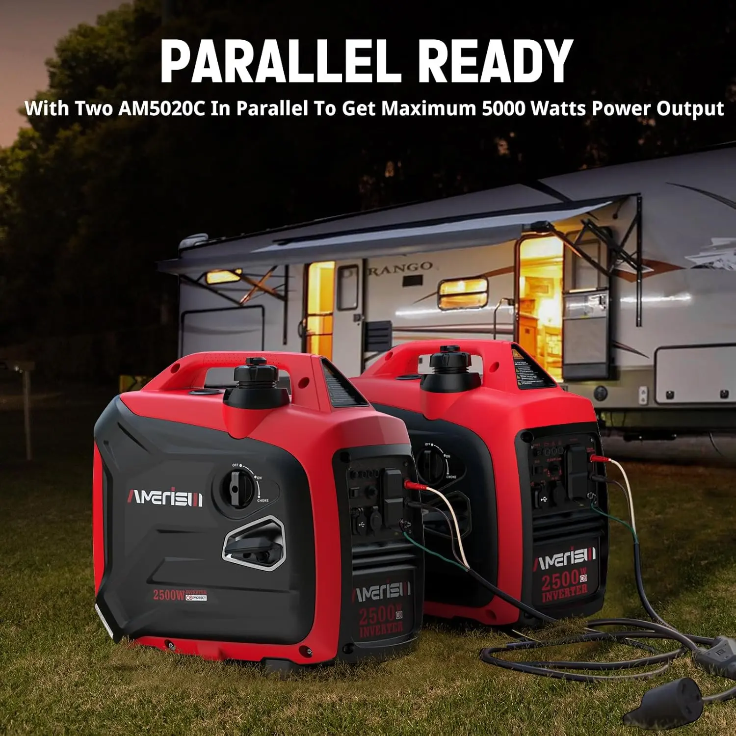 2500W Portable Inverter Generator With CO Sensor and Quiet Technology, Small Generator for Camping, EPA Compliant