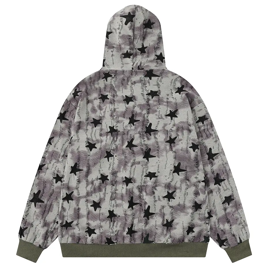 Star Graphic Vintage Hoodies Streetwear Harajuku Hip Hop Oversized Hoodies Hooded Sweatshirts Jackets Loose Casual Hoodies