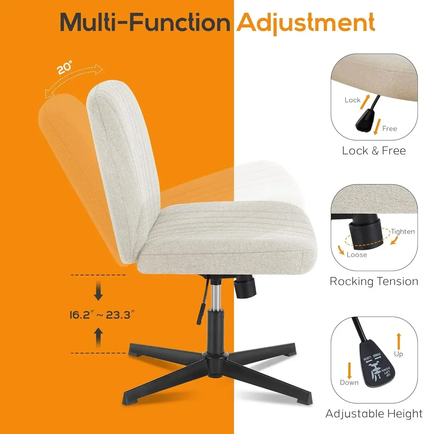 Criss Cross Chair, Cross Legged Office Chair, Wide Comfty Desk Chair