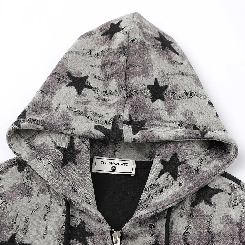 Star Graphic Vintage Hoodies Streetwear Harajuku Hip Hop Oversized Hoodies Hooded Sweatshirts Jackets Loose Casual Hoodies