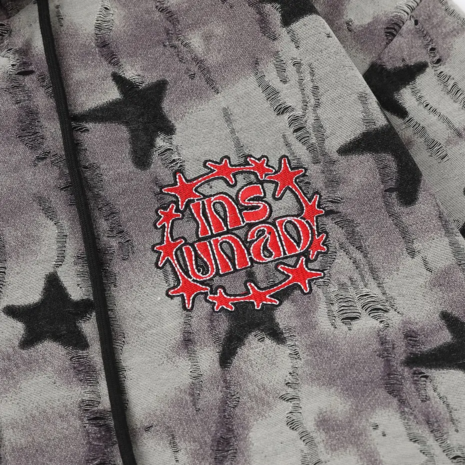 Star Graphic Vintage Hoodies Streetwear Harajuku Hip Hop Oversized Hoodies Hooded Sweatshirts Jackets Loose Casual Hoodies
