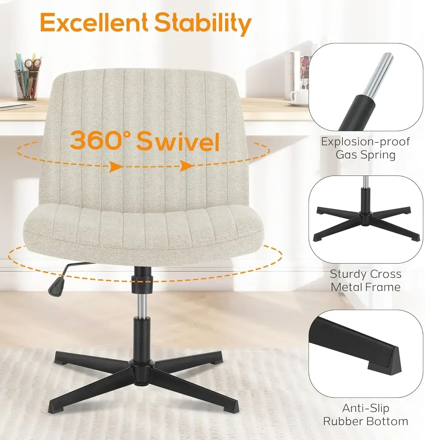Criss Cross Chair, Cross Legged Office Chair, Wide Comfty Desk Chair