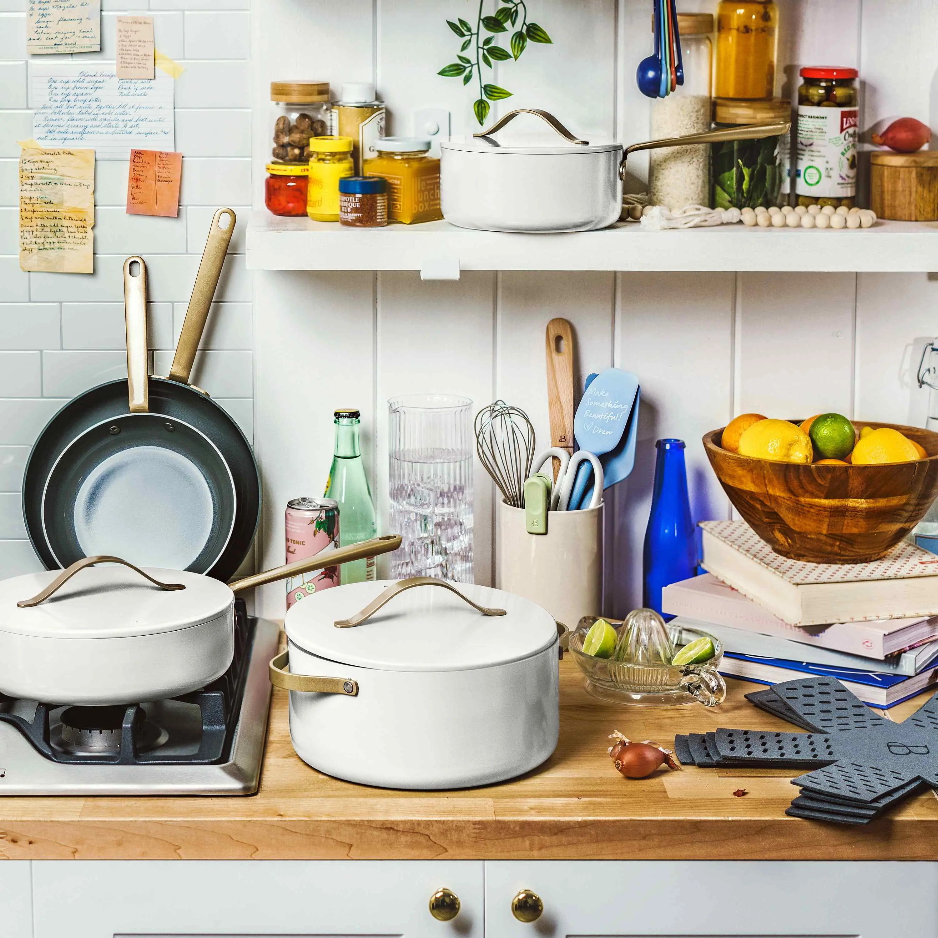 12pc Ceramic Non-Stick Cookware Set, White