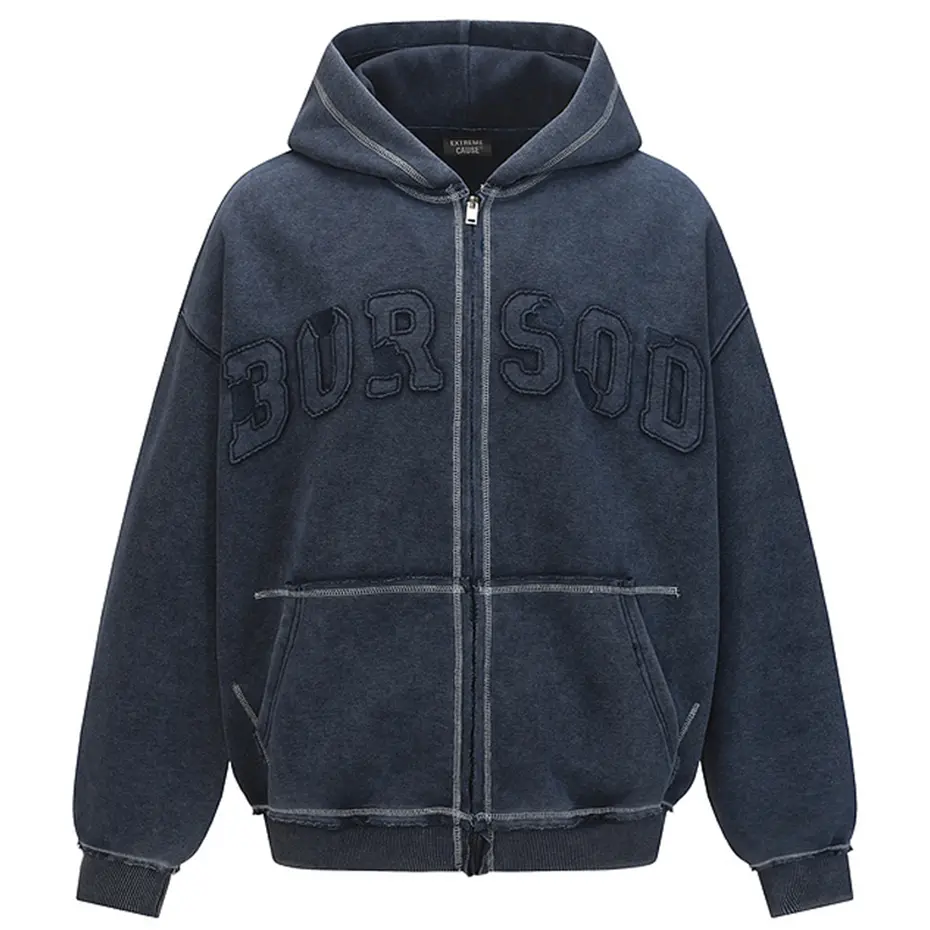 Harajuku Vintage Hoodies Letter Embroidery Patchwork Oversized Hooded Sweatshirts Jackets Men Streetwear Hip Hop Hoodies