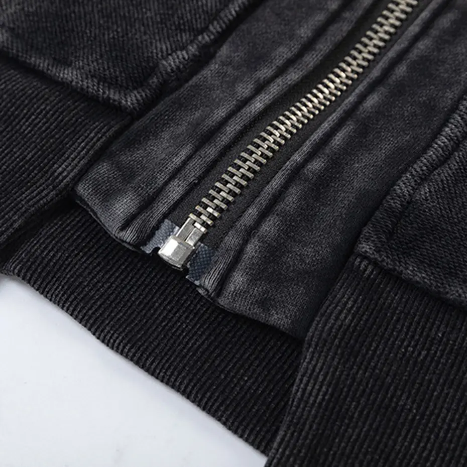 Hi Streetwear Men Hoodies Vintage Washed Black Loose Hoodie Patchwork Oversized Sweatshirt Harajuku Hip Hop Hoodie