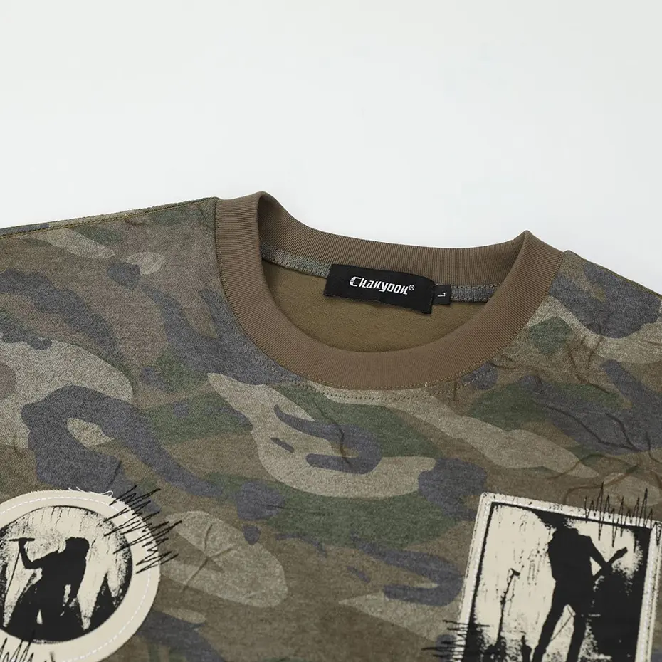 Vintage Camouflage T Shirt Men Summer Harajuku Hip Hop Oversized Streetwear Tshirt Loose Casual Cotton Tee Tops
