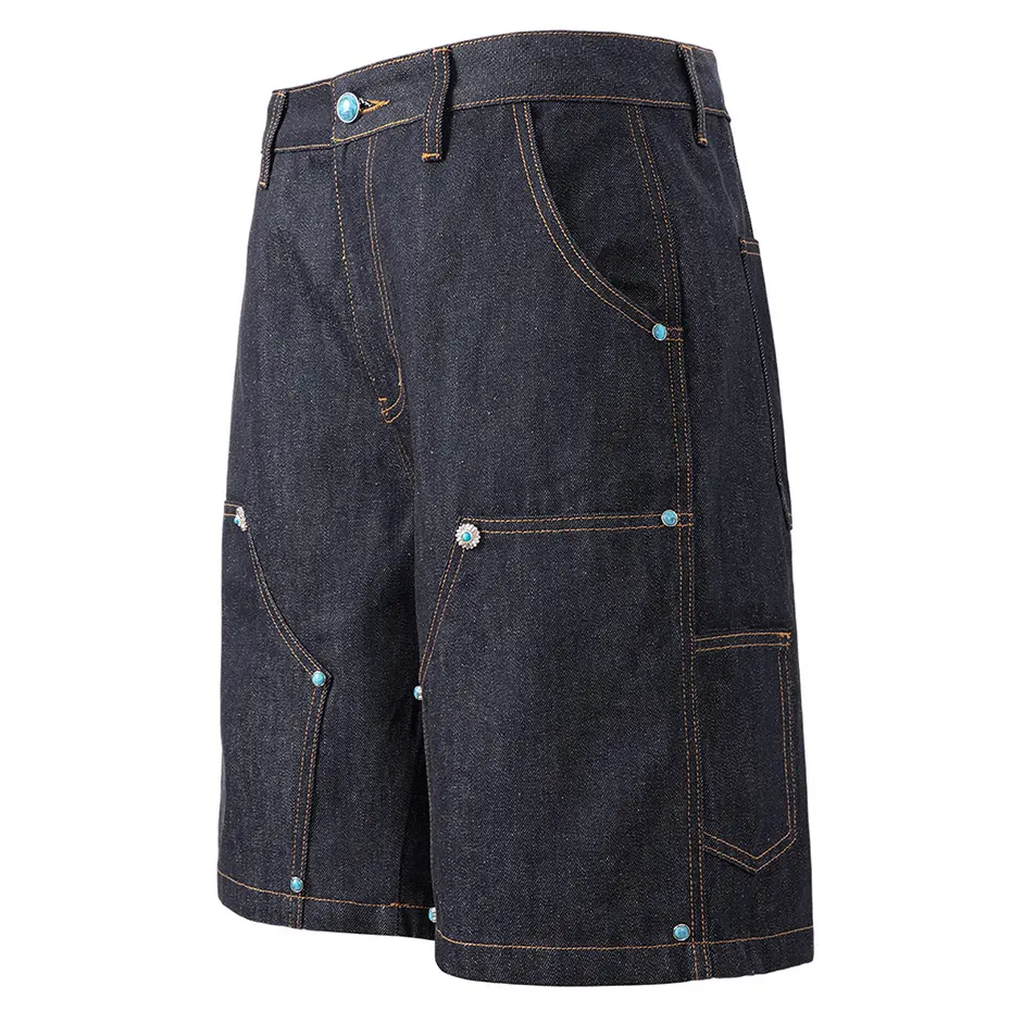 Hi Street Denim Shorts Men's Streetwear Harajuku Hip Hop Jeans Shorts Loose Casual Shorts