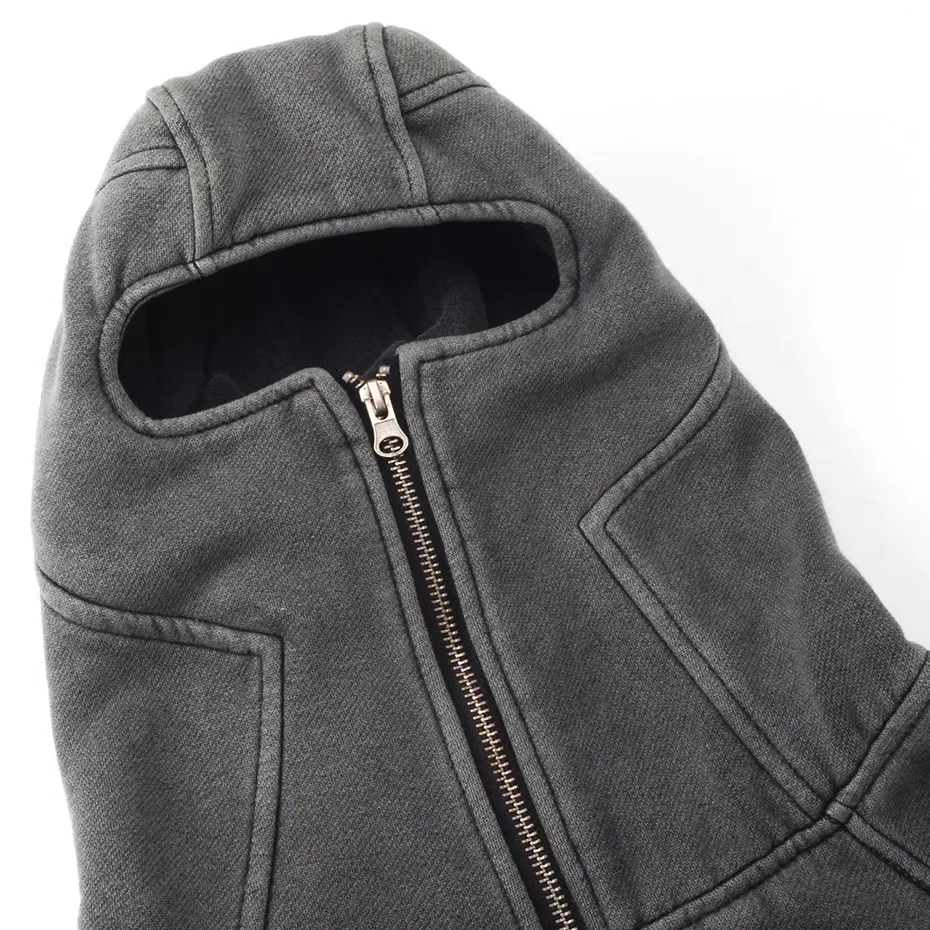 Streetwear Hoodie Vintage Zipper Coat Harajuku Oversized Hip Hop Hoodies Men Mask Hooded Sweatshirts