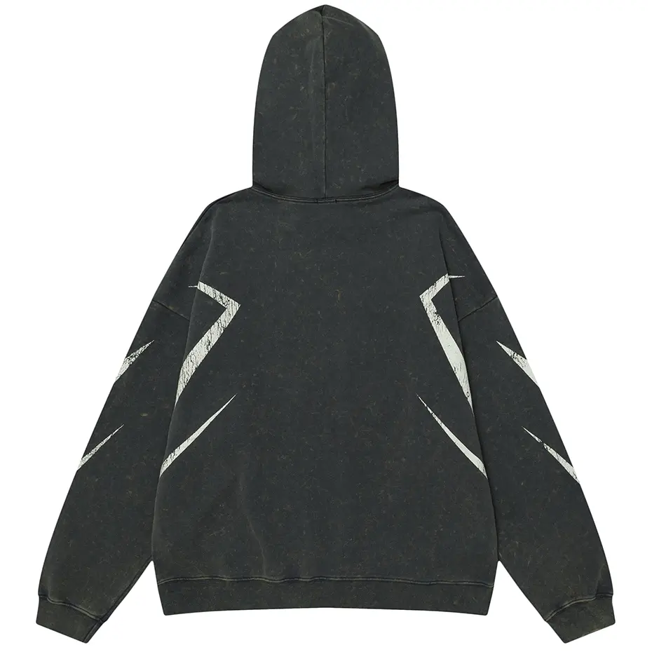 Men Hip Hop Oversized Hoodies Graphic Printed Vintage Washed Black Harajuku Oversized Hoodie Loose Pullover Sweatshirt Unisex