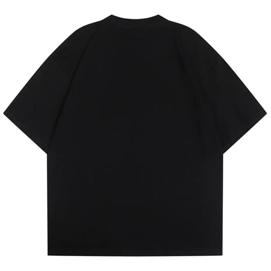 Men's Streetwear Harajuku T-shirts Summer Loose Graphic Tshirts Hip Hop Oversized T Shirts Tee Tops Black White