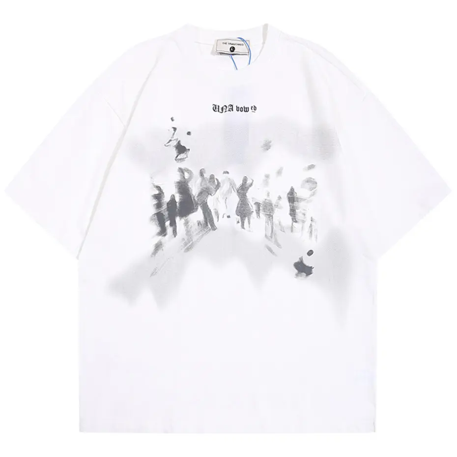 Men's Streetwear Harajuku T-shirts Summer Loose Graphic Tshirts Hip Hop Oversized T Shirts Tee Tops Black White