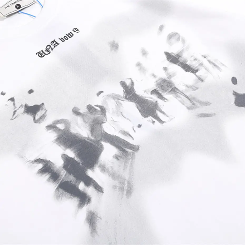 Men's Streetwear Harajuku T-shirts Summer Loose Graphic Tshirts Hip Hop Oversized T Shirts Tee Tops Black White