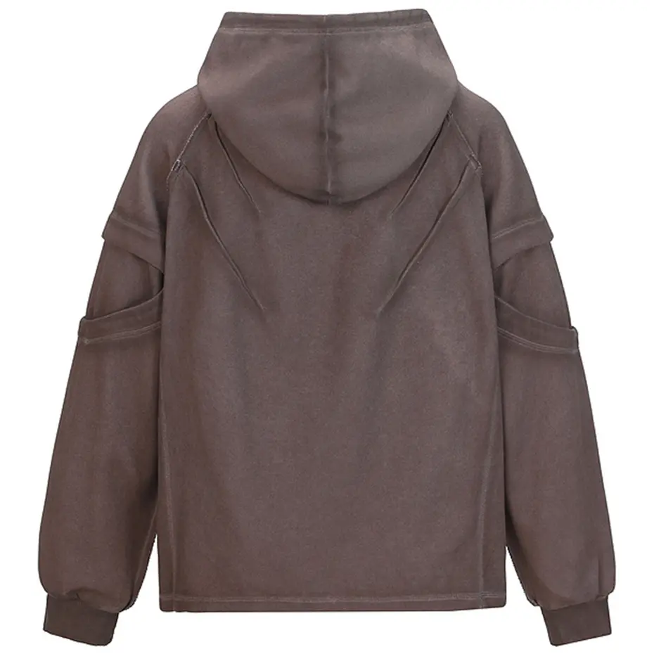 Streetwear Hip Hop Hoodies Pleated Patchwork Vintage Oversized Hoodies Men Harajuku Retro Pullover Hoodie Sweatshirts
